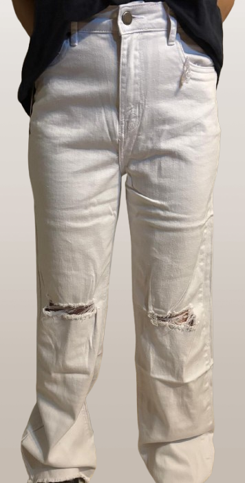 PANTALONE BIANCO STRAPPATO DONNA